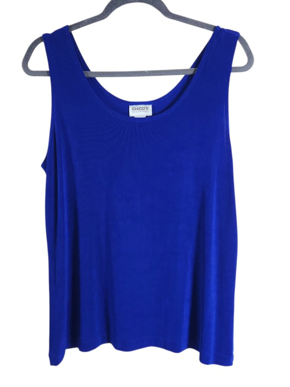 Chicos Travelers Tank Top Womens Size XL (3) Blue Sleeveless Knit Stretch